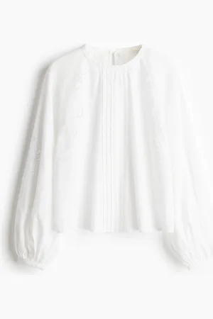 H&M Camicetta in misto lino con sangallo