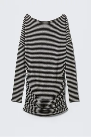 H&M Mini abito asimmetrico drappeggiato a manica lunga