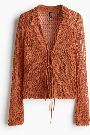 H&M Top in maglia traforata con laccetti davanti