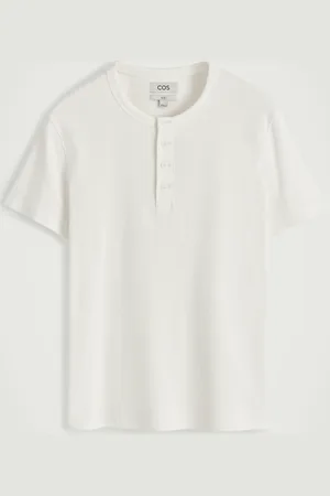 H&M SLIM-FIT RIBBED HENLEY T-SHIRT