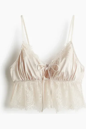 H&M Bralette in satin con bordi in pizzo