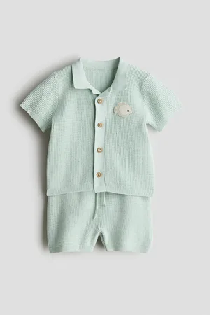 H&M 2-piece cotton waffle-knit set