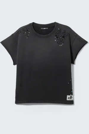H&M T-shirt unisex boxy CM x LB con cristalli