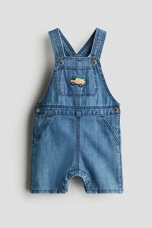 H&M Salopette corta in denim con ricamo