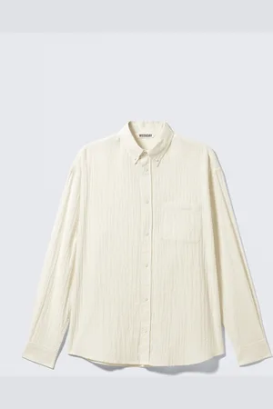 H&M Oversized Seersucker Button Down Shirt
