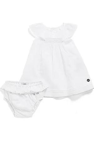 HUGO BOSS Vestito e culotte da neonata in cotone in confezione regalo
