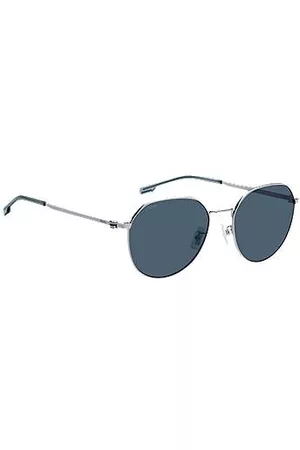HUGO BOSS Occhiali da sole in acciaio con lenti blu