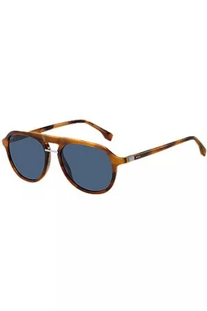 HUGO BOSS Uomo Occhiali da sole - Occhiali da sole in acetato con motivo Havana e cerniera a 360°