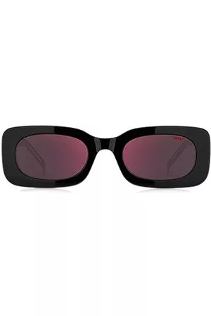 HUGO BOSS Donna Occhiali da sole - Occhiali da sole in acetato rosso e nero con cordino rimovibile con slogan