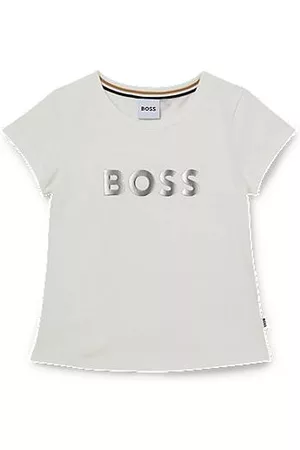 HUGO BOSS T-shirt per bambini in cotone elasticizzato con logo stampato