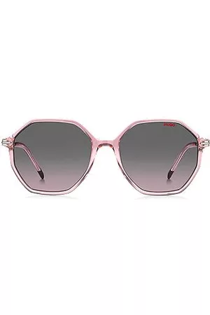 HUGO BOSS Donna Occhiali da sole - Occhiali da sole in acetato rosa con aste in metallo brandizzate