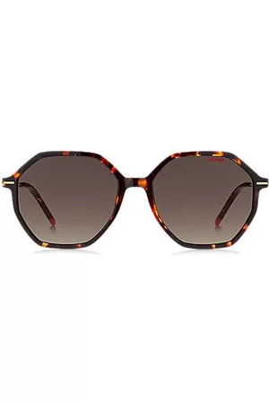 HUGO BOSS Occhiali da sole in acetato con motivo Havana e aste dorate