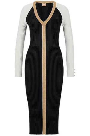 HUGO BOSS Donna Vestiti maniche lunghe - Vestito a maniche lunghe in maglia con fibre metallizzate