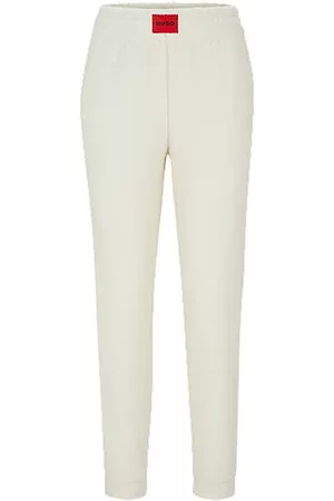 HUGO BOSS Donna Loungewear - Pantaloni con coulisse per l'abbigliamento da casa in pile riciclato con etichetta con logo