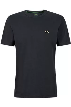 HUGO BOSS Uomo T-shirt con logo - T-shirt a girocollo in cotone biologico con logo curvo