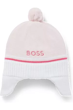HUGO BOSS Neonati Berretti - Cappello per neonati in cotone lavorato a maglia con logo e pompon