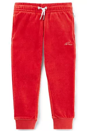 HUGO BOSS Pantaloni della tuta per bambini in velluto di misto cotone con logo ricamato