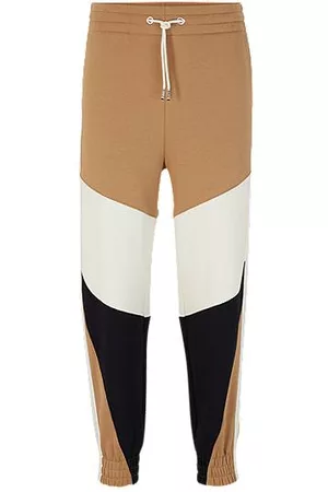 HUGO BOSS Donna Pantaloni sportivi - Pantaloni della tuta in terry di cotone a blocchi di colore con logo