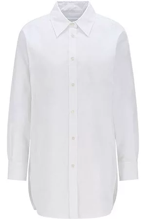 HUGO BOSS Long-length relaxed-fit blouse in organic cotton