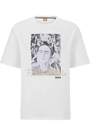 HUGO BOSS Uomo T-shirt a maniche corte - T-shirt relaxed fit in cotone biologico con immagine di Frida Kahlo