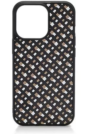 HUGO BOSS Custodia rivestita in pelle per iPhone 13 Pro con monogrammi all-over