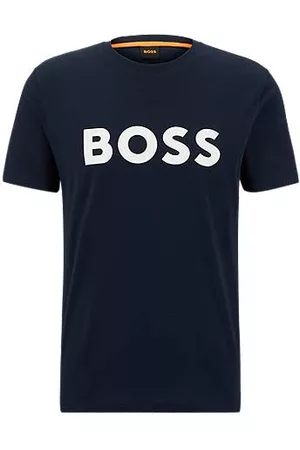 HUGO BOSS Uomo T-shirt con logo - T-shirt in jersey di cotone con logo stampato in gomma