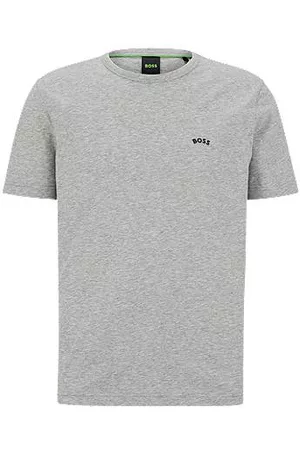 HUGO BOSS Uomo T-shirt con logo - T-shirt in cotone biologico con logo curvo