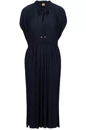 HUGO BOSS Donna Vestiti eleganti - Vestito in jersey plissé con scollatura con fiocco