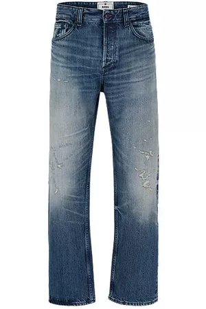 HUGO BOSS Uomo Anelli - Jeans relaxed fit in denim ring-spun giapponese con cimosa