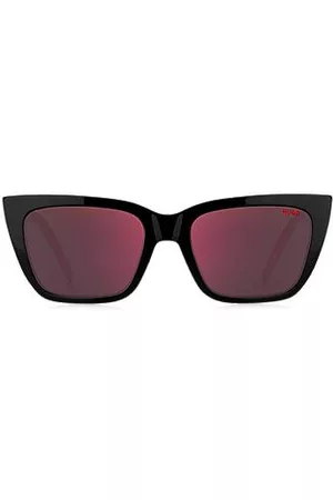 HUGO BOSS Donna Occhiali da sole - Occhiali da sole bicolore in acetato rosso e nero e carbonio