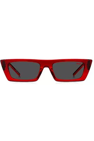 HUGO BOSS Occhiali da sole in acetato rosso con monogramma 3D