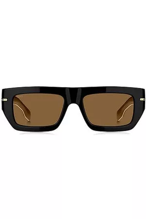 HUGO BOSS Uomo Occhiali da sole - Occhiali da sole in acetato nero con dettaglio color oro tipico del marchio