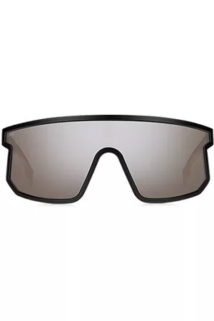 HUGO BOSS Occhiali da sole neri a mascherina con aste brandizzate