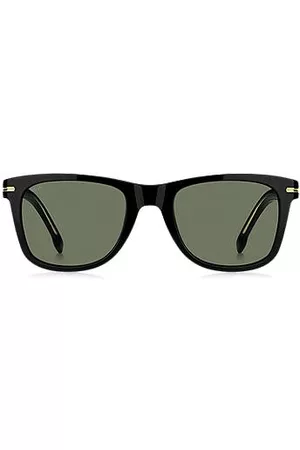 HUGO BOSS Uomo Occhiali da sole - Occhiali da sole in acetato nero con dettaglio color oro tipico del marchio