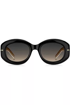 HUGO BOSS Donna Occhiali da sole - Occhiali da sole in acetato nero con cordoncino a catena
