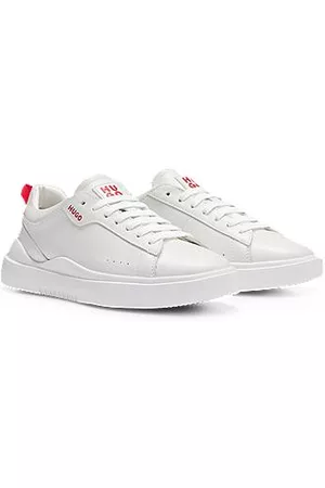 HUGO BOSS Donna Sneakers basse - Sneakers low-top in pelle con dettagli nel rosso tipico del marchio