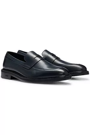HUGO BOSS Uomo Scarpe stringate e mocassini - Mocassini penny in pelle lucida con logo goffrato