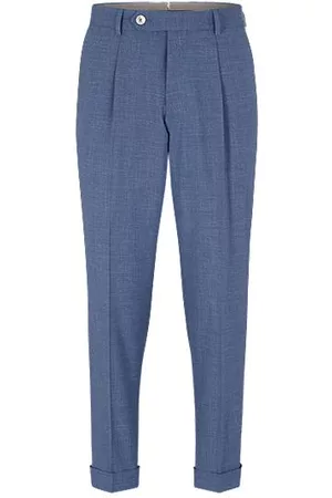 HUGO BOSS Uomo Pantaloni eleganti - Pantaloni relaxed fit in lana, seta, lino e tessuto elasticizzato