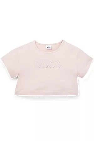 HUGO BOSS Bambina T-shirt a maniche corte - T-shirt per bambini oversize in cotone elasticizzato con grafica con logo