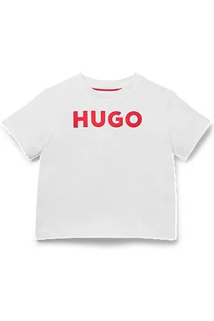 HUGO BOSS T-shirt per bambini in jersey di cotone con logo a contrasto