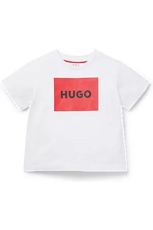 HUGO BOSS Bambino T-shirt - T-shirt per bambini in jersey di cotone con logo stampato rosso