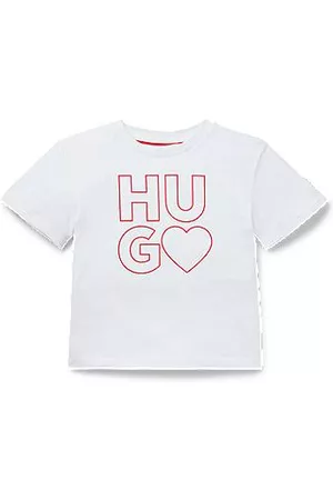 HUGO BOSS Bambina T-shirt a maniche corte - T-shirt per bambini in cotone con stampa con logo