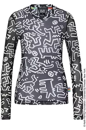 HUGO BOSS Donna T-shirt a maniche lunghe - X Keith Haring Maglia slim fit con grafica speciale