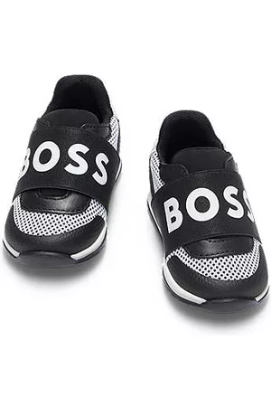 HUGO BOSS Bambino Sneakers - Sneakers per bambini in pelle e mesh con fascia con logo