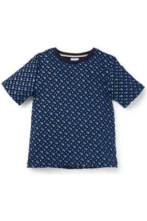 HUGO BOSS Bambino T-shirt a maniche corte - T-shirt per bambini in puro cotone con monogramma stampato