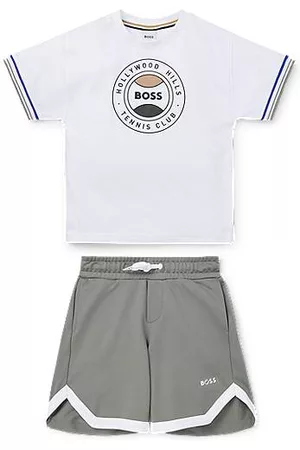 HUGO BOSS Bambino T-shirt a maniche corte - Set con T-shirt e bermuda per bambini con grafica ispirata al tennis