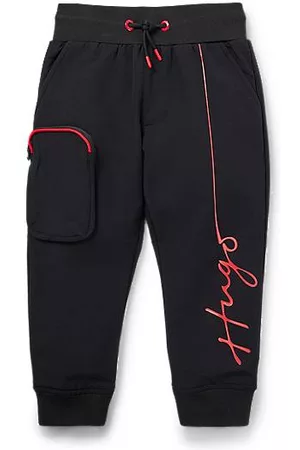 HUGO BOSS Bambino Pantaloni - Pantaloni della tuta per bambini con fondo gamba elastico, tasca applicata e logo