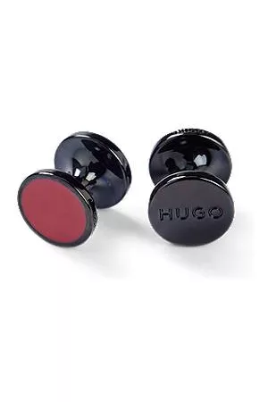 HUGO BOSS Uomo Gemelli - Gemelli rotondi con nucleo in smalto e logo