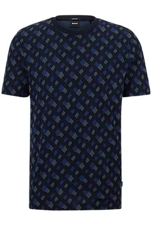 HUGO BOSS Uomo T-shirt - T-shirt regular fit in puro cotone con monogramma jacquard