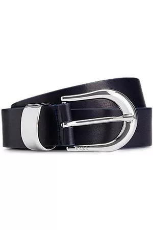 HUGO BOSS Donna Cinture vintage - Cintura in pelle italiana con fibbia ad ardiglione brandizzata